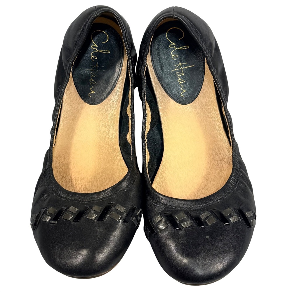 Cole Haan Black Leather Ballet Flats Nike Air Comfort Shoes Womens 5.5B
